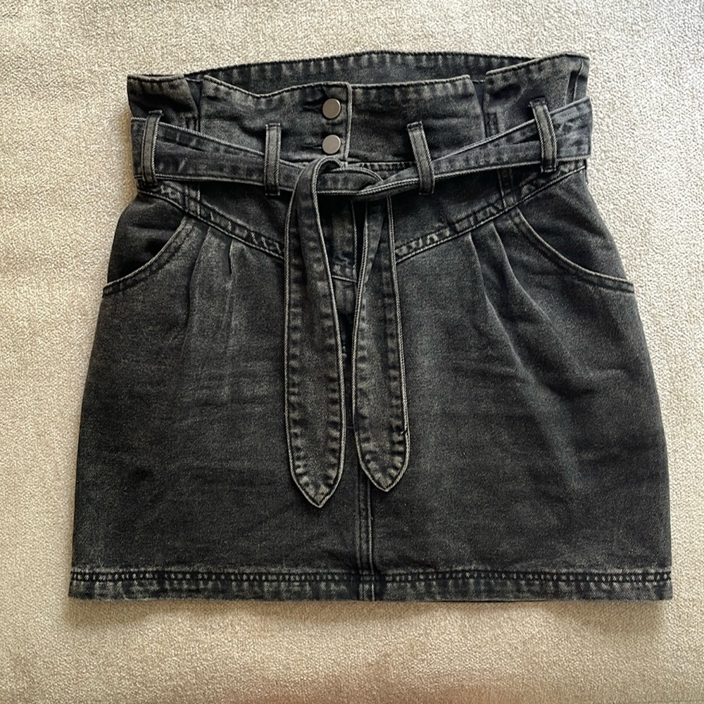 Gilli Black Jean Tie Belt Skirt
